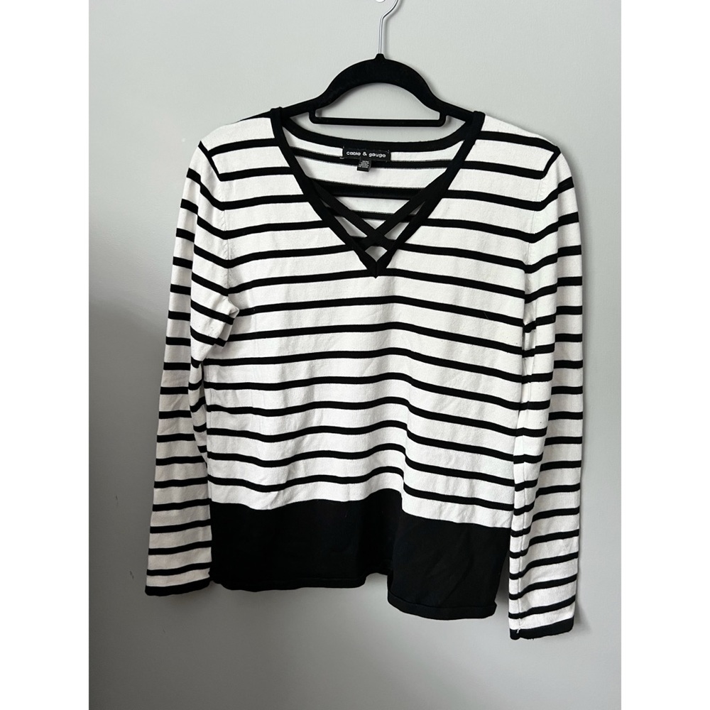 Striped Pullover Sweater by Cable & Gauge